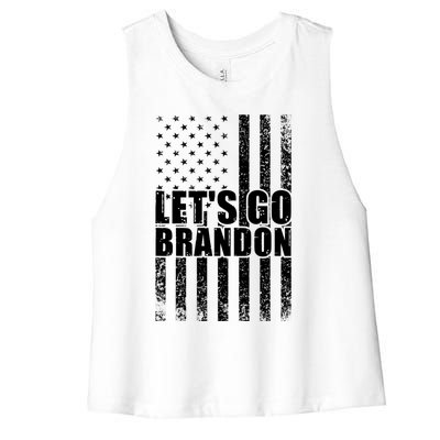 LetS Go Brandon Conservative Anti Liberal Us Flag Gift Women's Racerback Cropped Tank