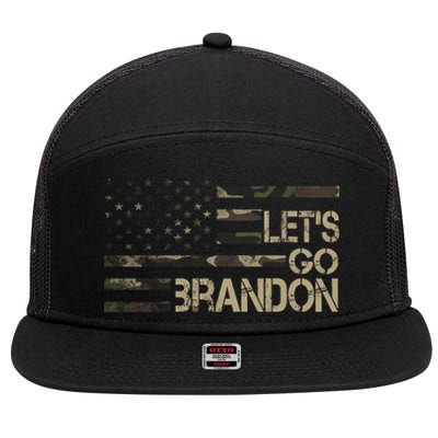 Let's Go Brandon Military Camo FJB Biden Chant Flag 7 Panel Mesh Trucker Snapback Hat