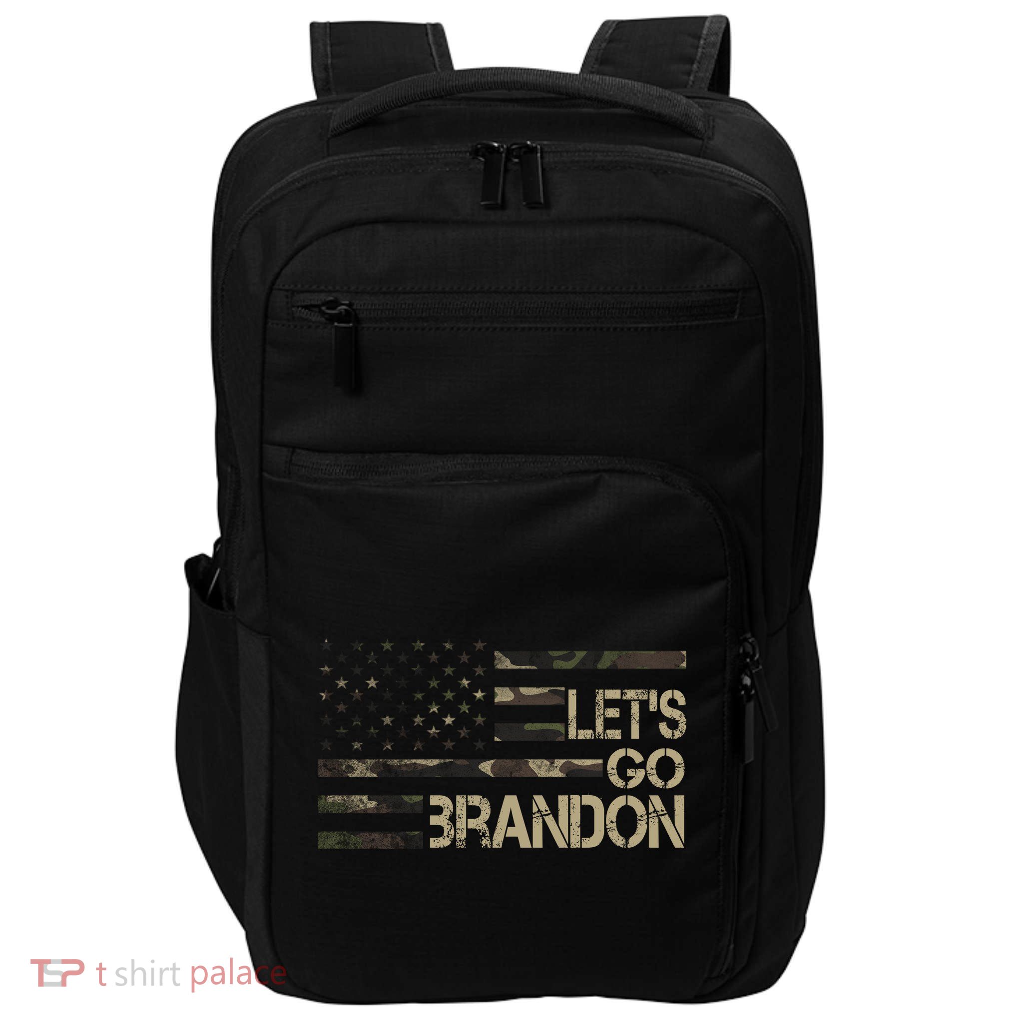 Let's Go Brandon Military Camo FJB Biden Chant Flag Impact Tech Backpack