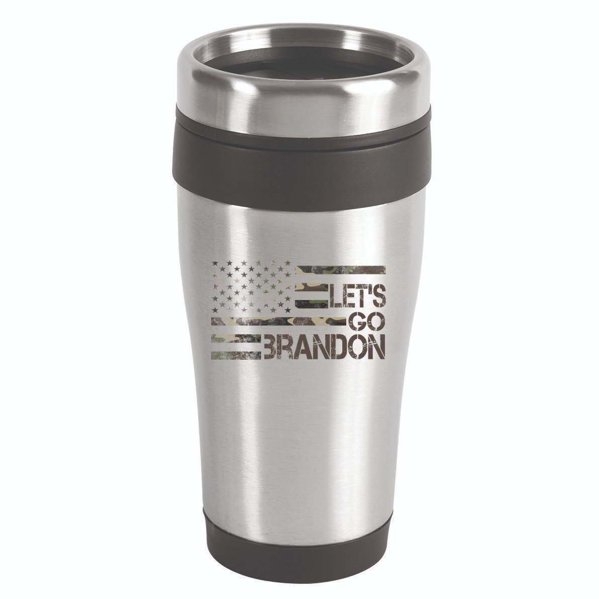 Let's Go Brandon Military Camo FJB Biden Chant Flag 16oz Travel Tumbler