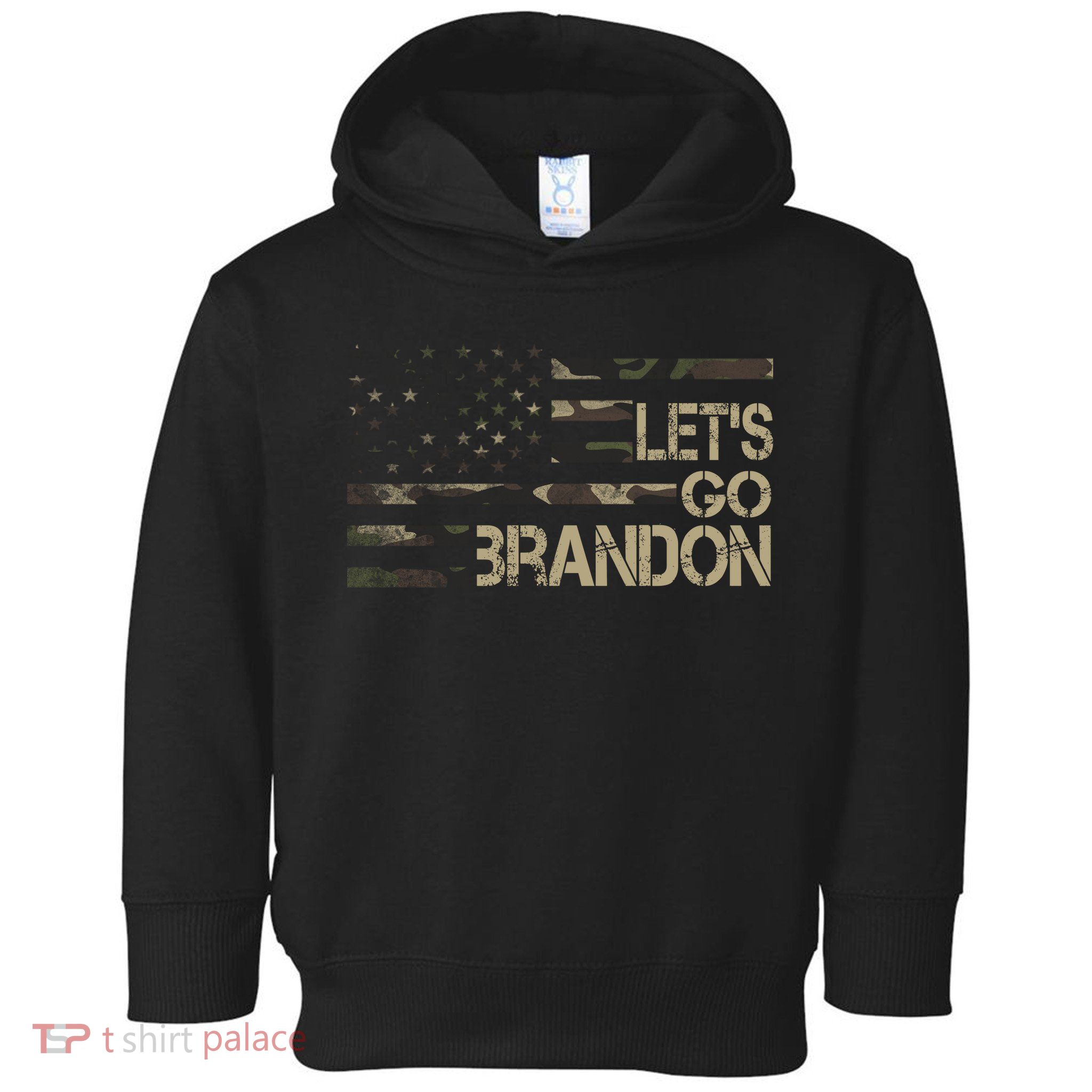 Let's Go Brandon Military Camo FJB Biden Chant Flag Toddler Hoodie
