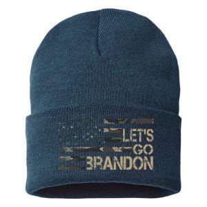 Let's Go Brandon Military Camo FJB Biden Chant Flag Sustainable Knit Beanie