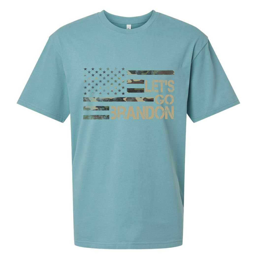 Let's Go Brandon Military Camo FJB Biden Chant Flag Sueded Cloud Jersey T-Shirt