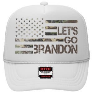 Let's Go Brandon Military Camo FJB Biden Chant Flag High Crown Mesh Back Trucker Hat