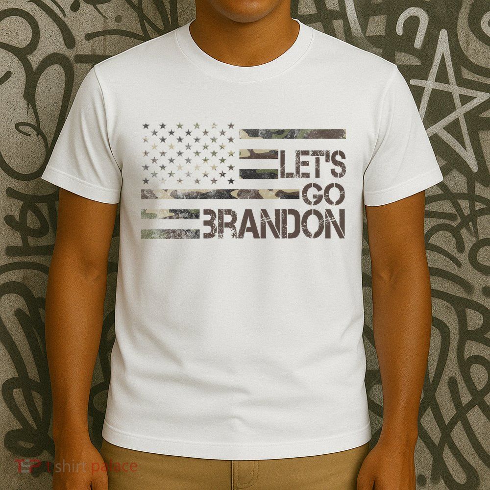 Let's Go Brandon Military Camo FJB Biden Chant Flag T-Shirt