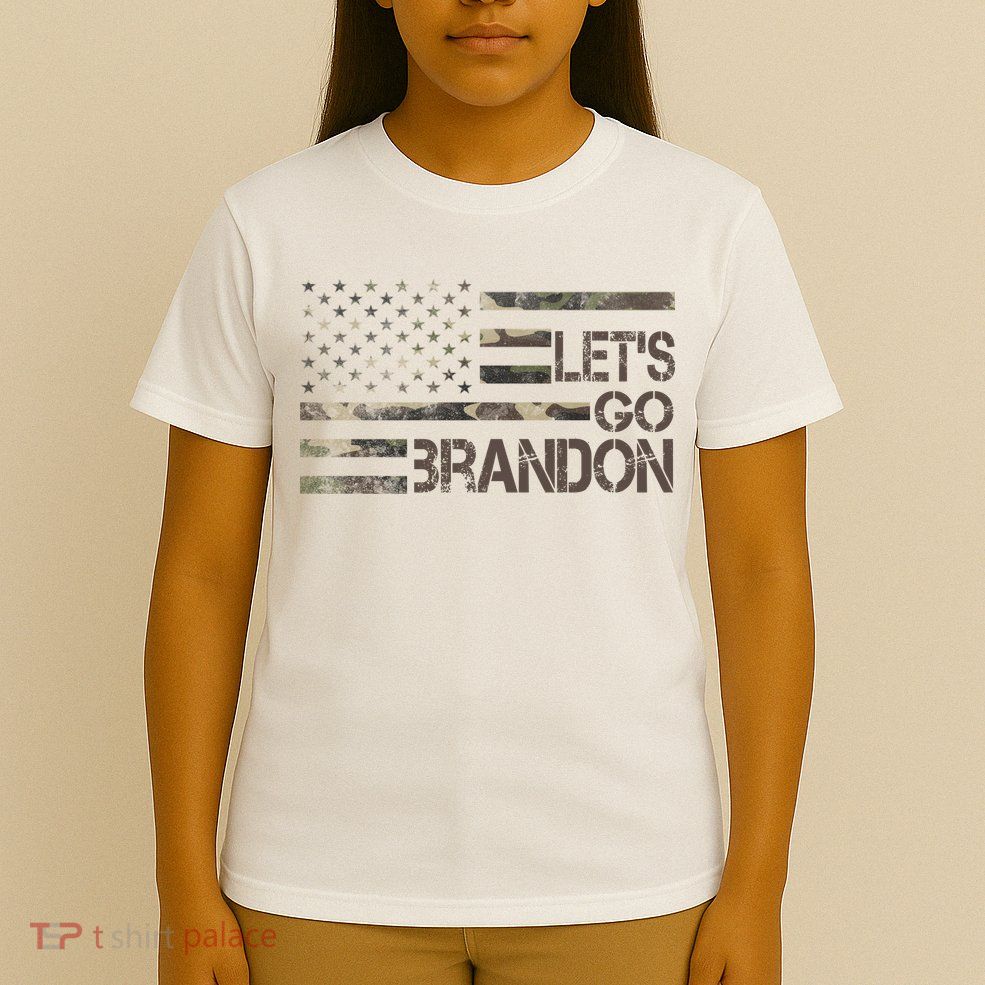 Let's Go Brandon Military Camo FJB Biden Chant Flag T-Shirt
