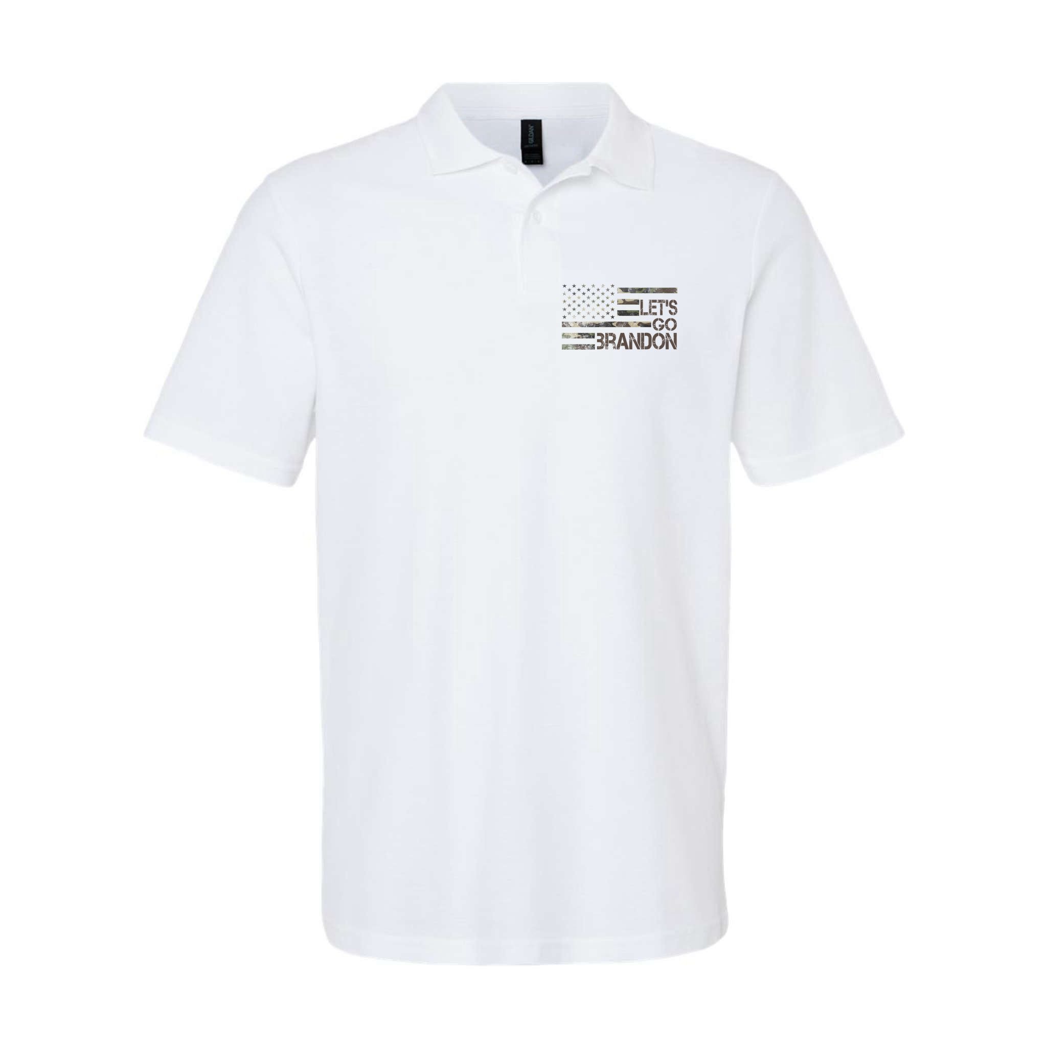 Let's Go Brandon Military Camo FJB Biden Chant Flag Polo