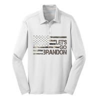 Let's Go Brandon Military Camo FJB Biden Chant Flag Silk Touch Performance Long Sleeve Polo