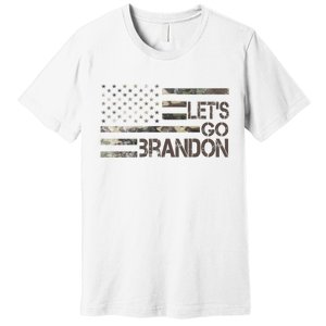 Let's Go Brandon Military Camo FJB Biden Chant Flag Premium T-Shirt