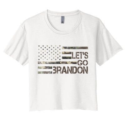 Let's Go Brandon Military Camo FJB Biden Chant Flag Crop Top