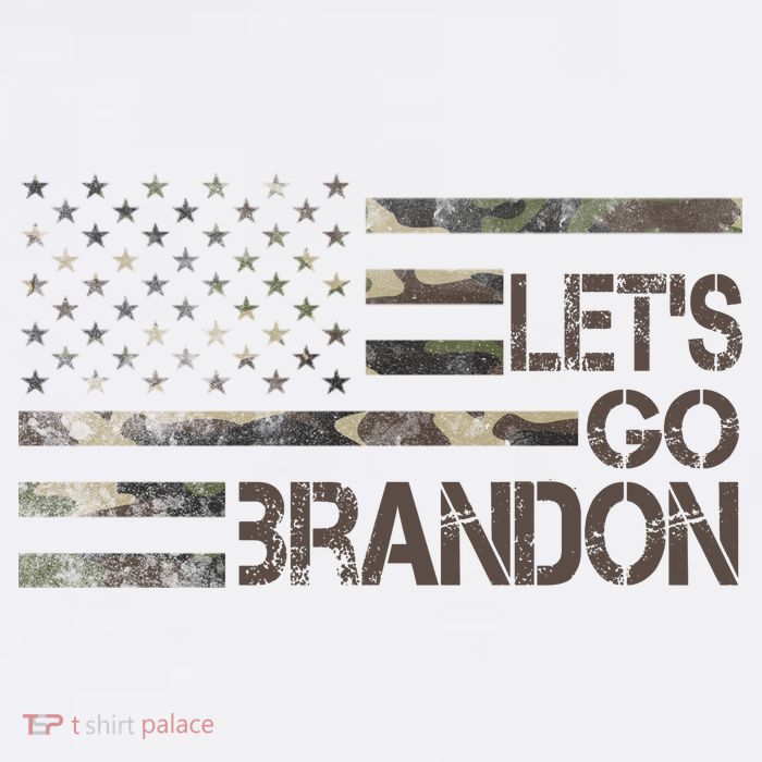 Let's Go Brandon Military Camo FJB Biden Chant Flag Womens T-Shirt