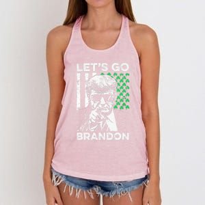 Lets Go Brandon Trump And America Flag St Patricks Day Gift Women's Knotted Racerback Tank