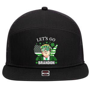 Let's Go Brandon St Patrick's Day Trump Funny Political 7 Panel Mesh Trucker Snapback Hat