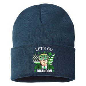 Let's Go Brandon St Patrick's Day Trump Funny Political Sustainable Knit Beanie