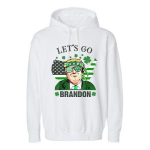 Let's Go Brandon St Patrick's Day Trump Funny Political Garment-Dyed Fleece Hoodie