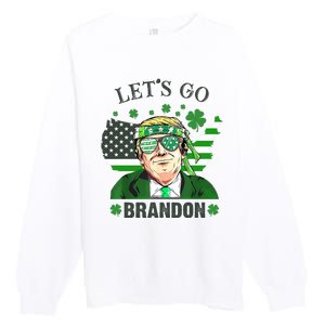 Let's Go Brandon St Patrick's Day Trump Funny Political Premium Crewneck Sweatshirt