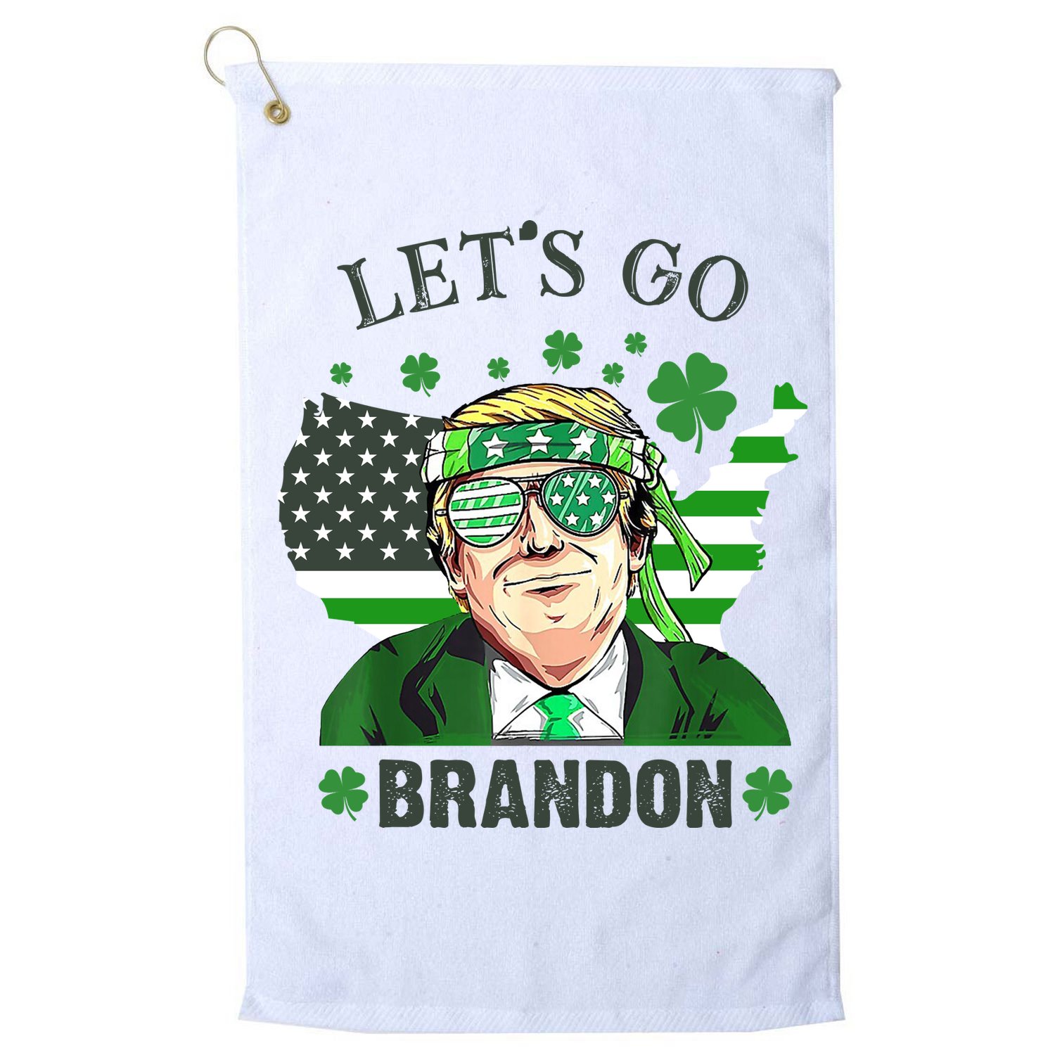 Let's Go Brandon St Patrick's Day Trump Funny Political Golf Towel