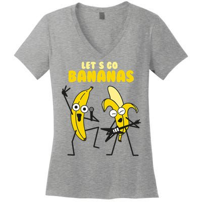 Let's Go Banana Squad Funny Dancing Banana Women's V-Neck T-Shirt