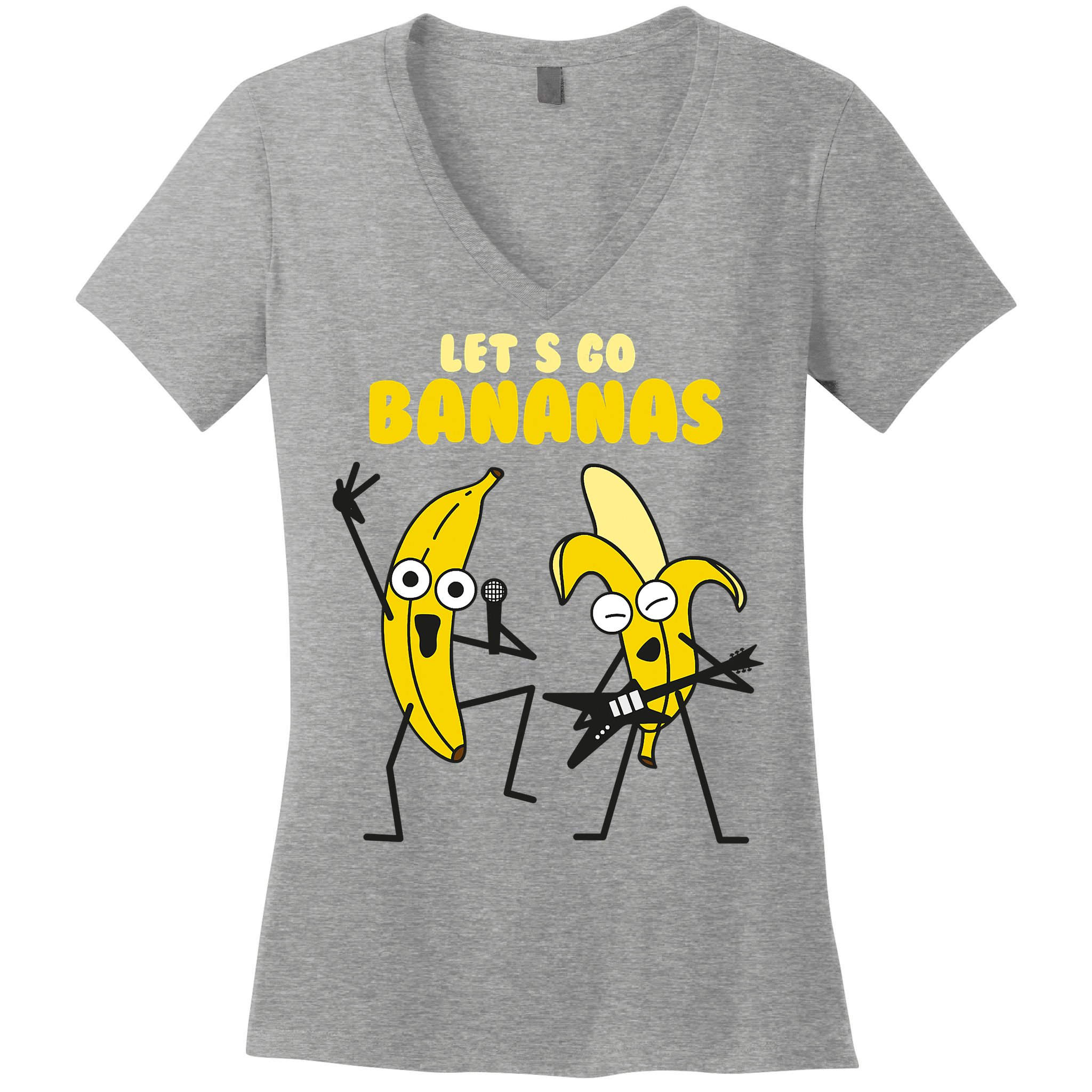 Let's Go Banana Squad Funny Dancing Banana Women's V-Neck T-Shirt