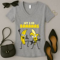 Let's Go Banana Squad Funny Dancing Banana Women's V-Neck T-Shirt