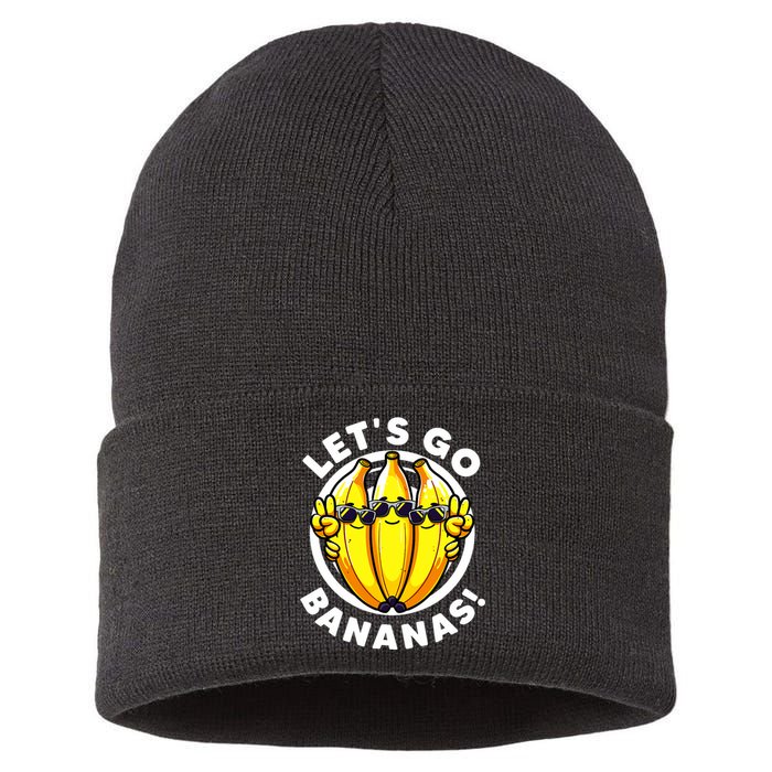 Lets Go Bananas Cute Yellow Banana Lover Fruit Funny Bananas Sustainable Knit Beanie