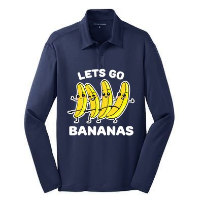 Let's Go Banana Squad Funny Dancing Banana Matching Team Silk Touch Performance Long Sleeve Polo