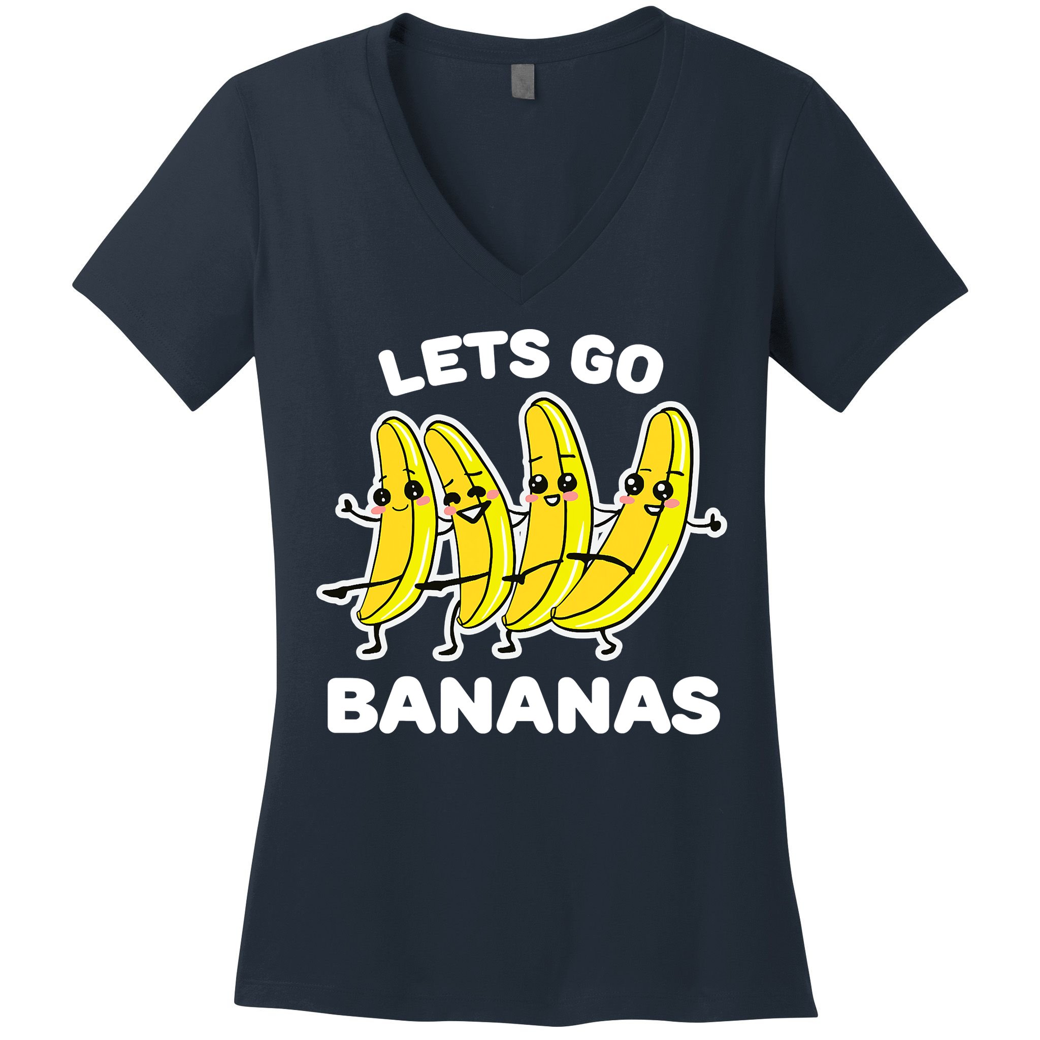 Let's Go Banana Squad Funny Dancing Banana Matching Team Women's V-Neck T-Shirt