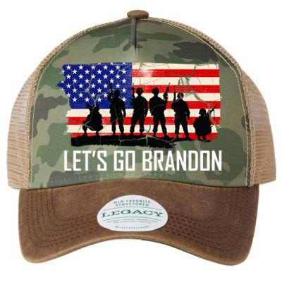 Let's Go Brandon Military Troops American Flag Legacy Tie Dye Trucker Hat