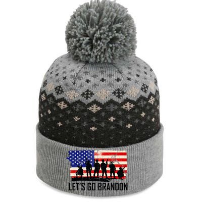 Let's Go Brandon Military Troops American Flag The Baniff Cuffed Pom Beanie