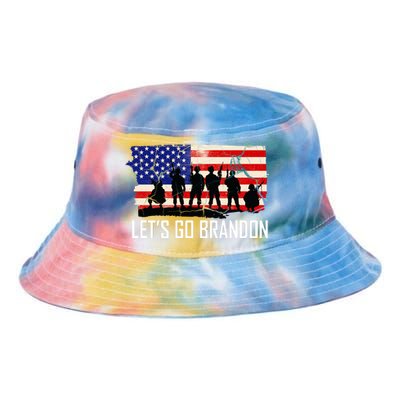 Let's Go Brandon Military Troops American Flag Tie Dye Newport Bucket Hat