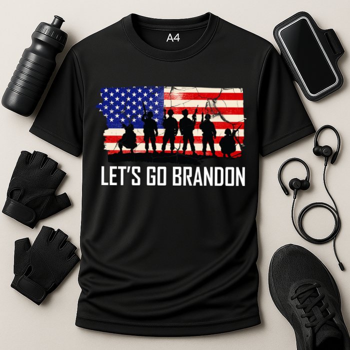 Let's Go Brandon Military Troops American Flag Performance Shirt