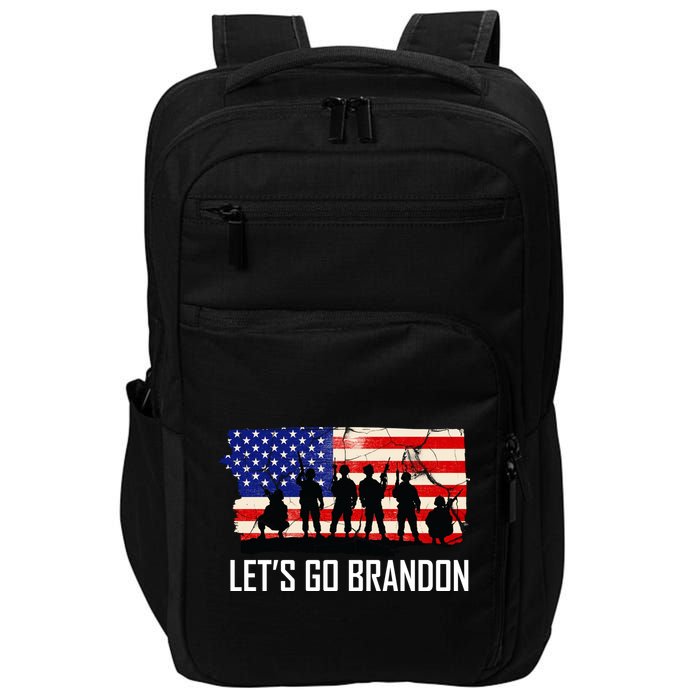 Let's Go Brandon Military Troops American Flag Impact Tech Backpack