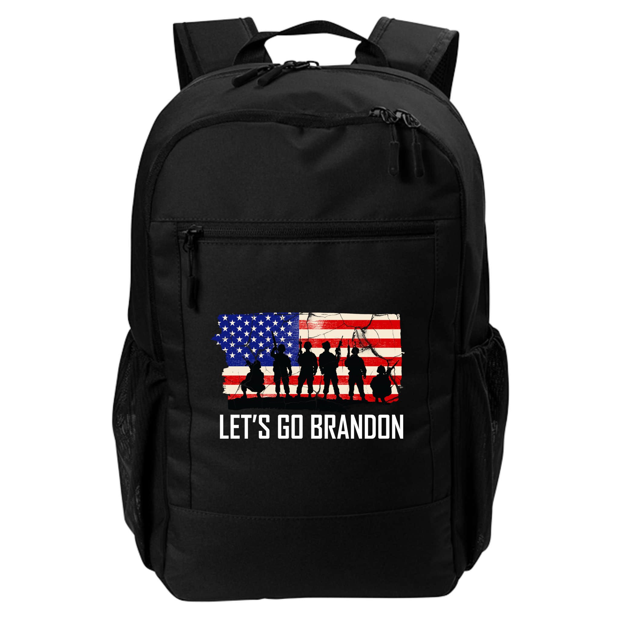 Let's Go Brandon Military Troops American Flag Backpack