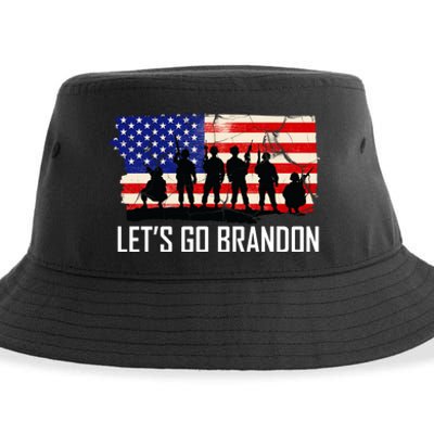 Let's Go Brandon Military Troops American Flag Sustainable Bucket Hat