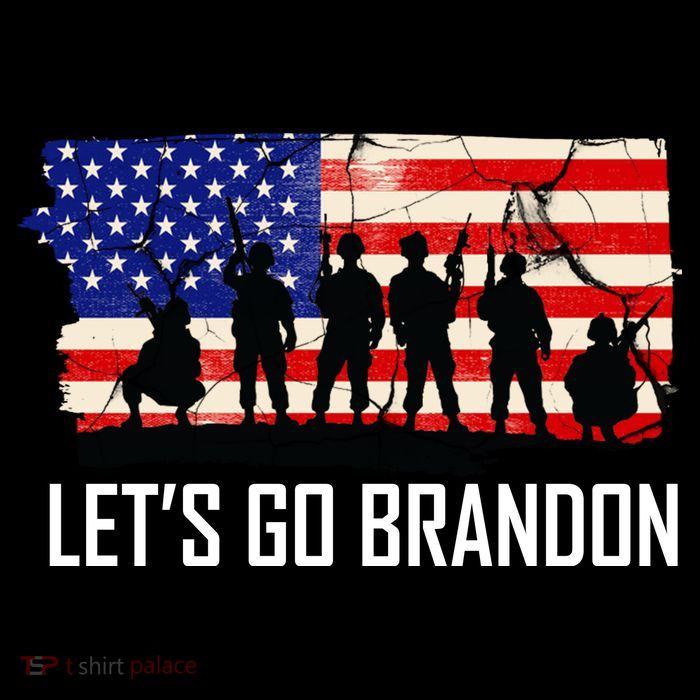 Let's Go Brandon Military Troops American Flag Button