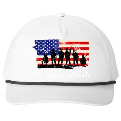 Let's Go Brandon Military Troops American Flag Snapback Five-Panel Rope Hat