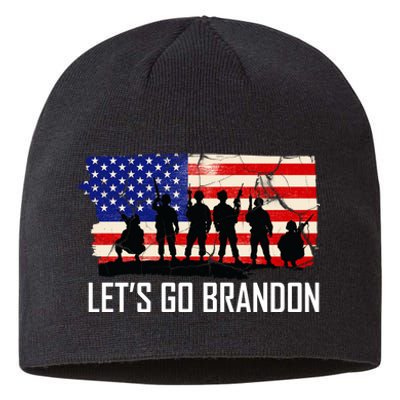 Let's Go Brandon Military Troops American Flag Sustainable Beanie