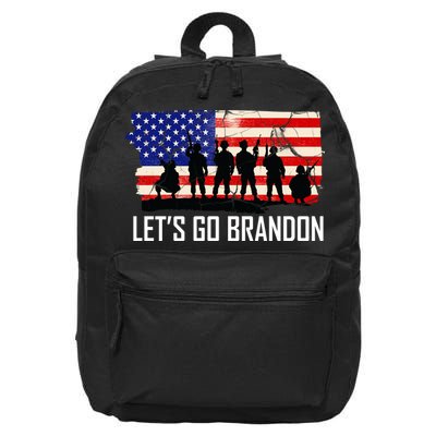 Let's Go Brandon Military Troops American Flag 16 in Basic Backpack