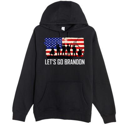 Let's Go Brandon Military Troops American Flag Premium Pullover Hoodie