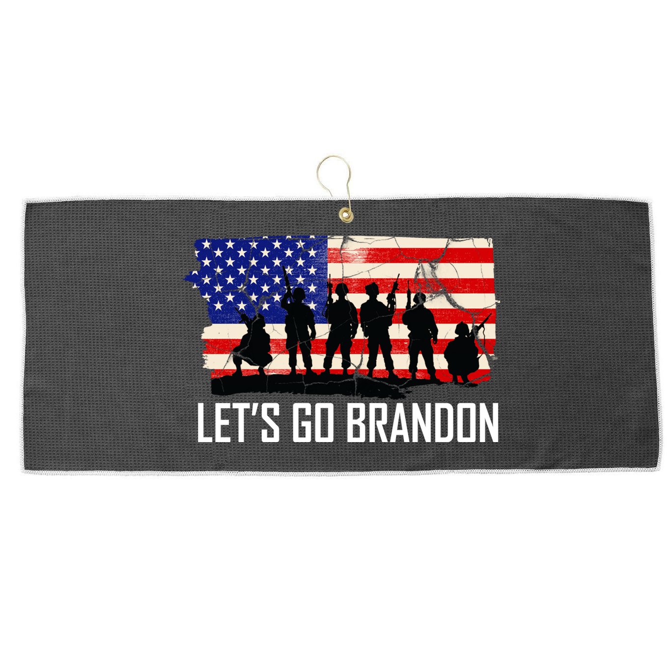 Let's Go Brandon Military Troops American Flag Large Microfiber Waffle Golf Towel