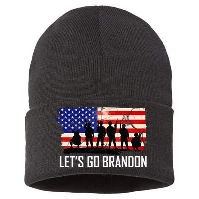 Let's Go Brandon Military Troops American Flag Sustainable Knit Beanie