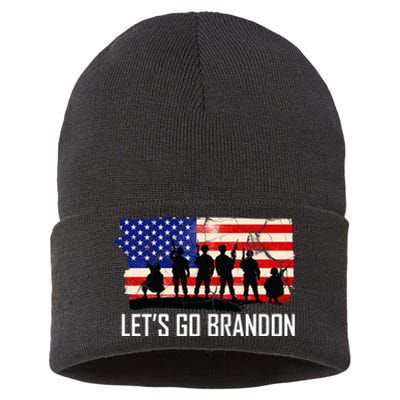 Let's Go Brandon Military Troops American Flag Sustainable Knit Beanie