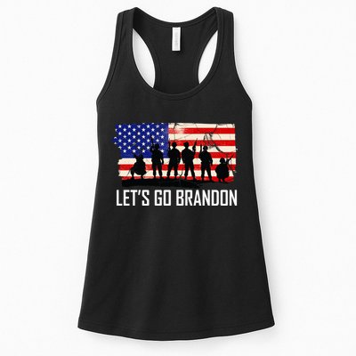 Let's Go Brandon Military Troops American Flag Womens Tank Top