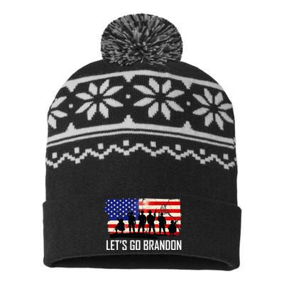 Let's Go Brandon Military Troops American Flag USA-Made Snowflake Beanie