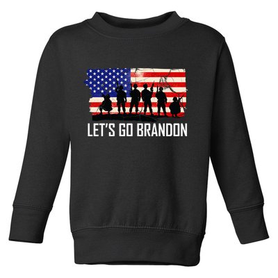 Let's Go Brandon Military Troops American Flag Toddler Sweatshirt