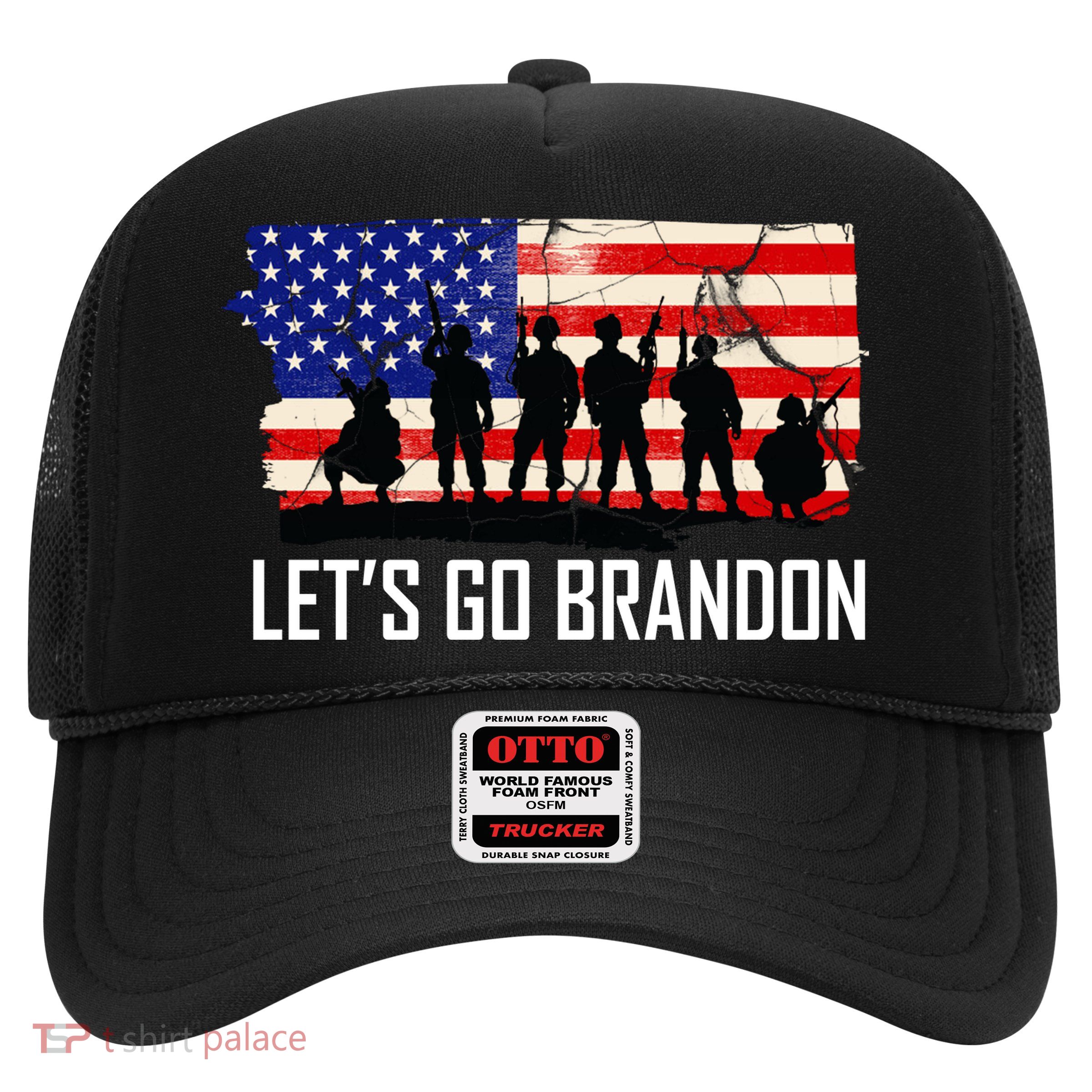 Let's Go Brandon Military Troops American Flag Trucker Hat