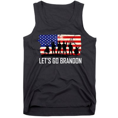 Let's Go Brandon Military Troops American Flag Tank Top
