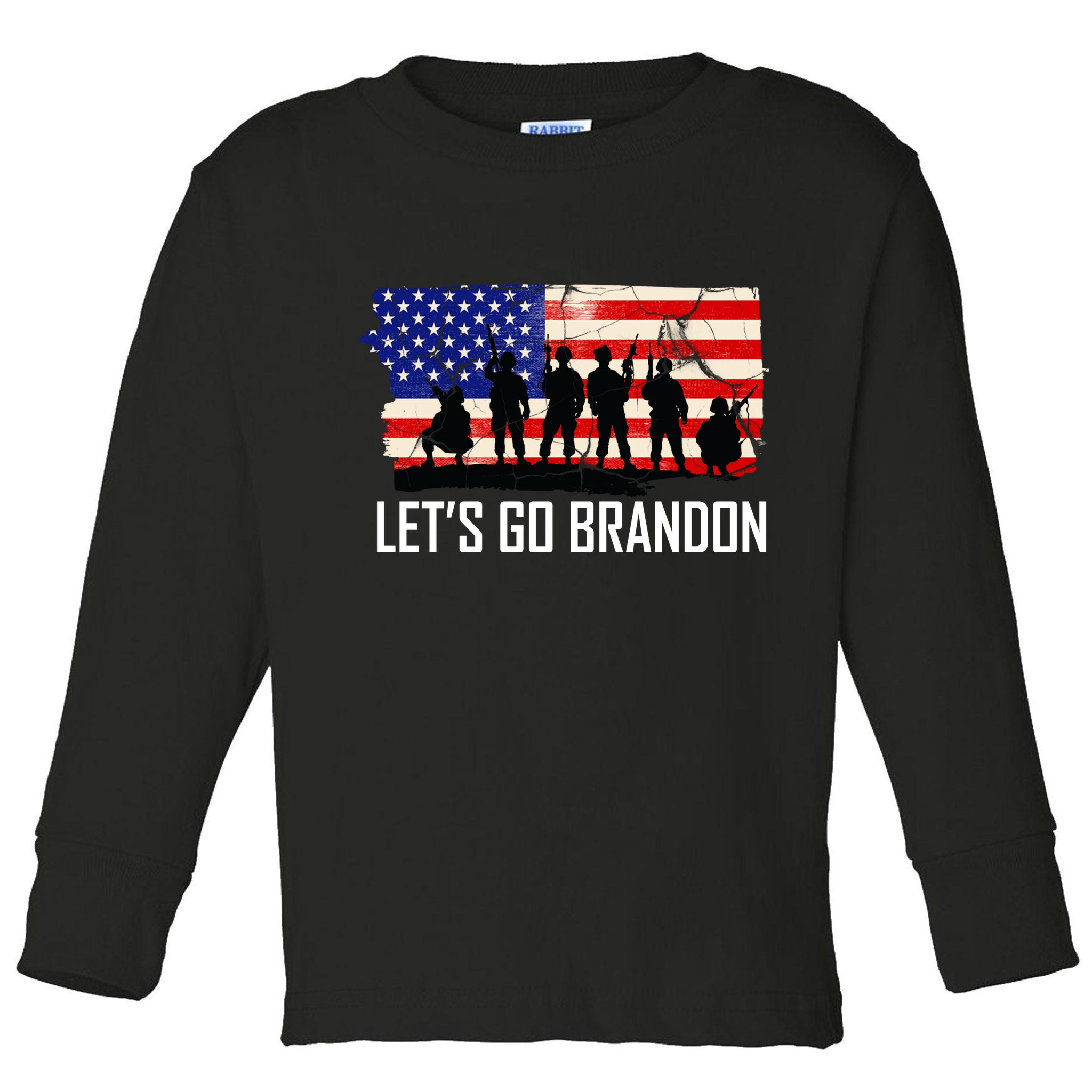 Let's Go Brandon Military Troops American Flag Toddler Long Sleeve Shirt