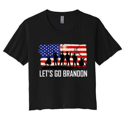 Let's Go Brandon Military Troops American Flag Crop Top
