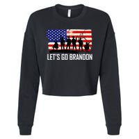 Let's Go Brandon Military Troops American Flag Cropped Pullover Crew